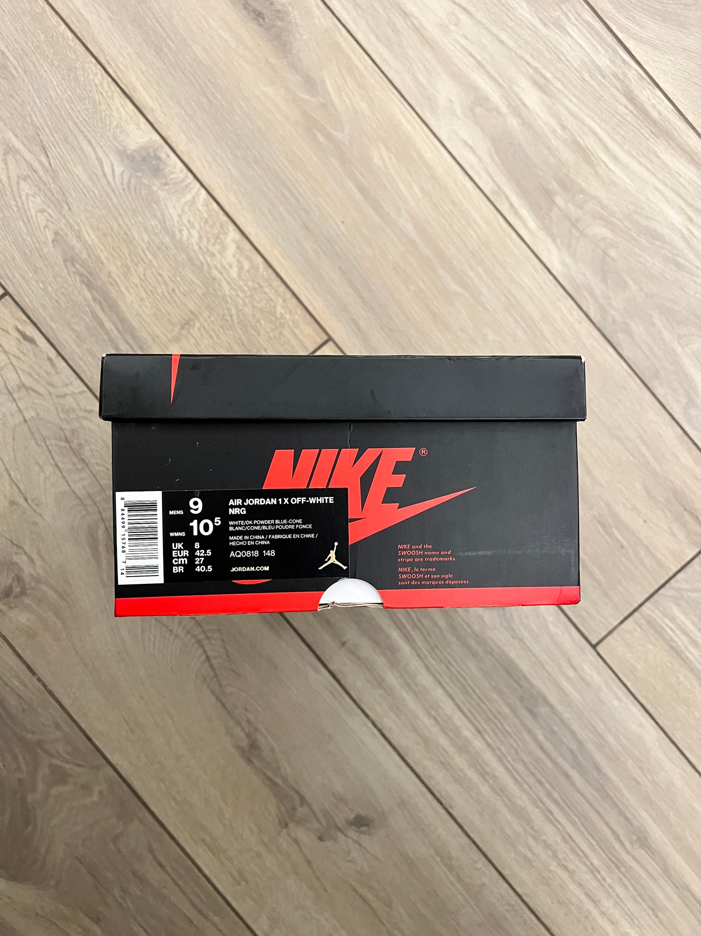 Jordan 1 High Off White UNC - taglia 42,5 used with zip tie little broken