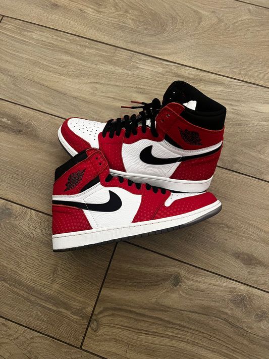 Jordan 1 High Spider-Man “Origin Story” - taglia 44,5 used no box