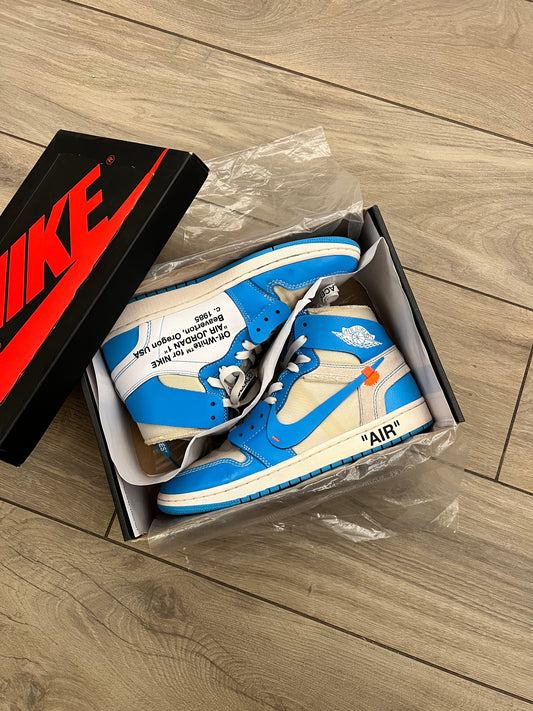 Jordan 1 High Off White UNC - taglia 42,5 used with zip tie little broken
